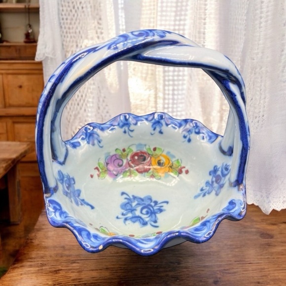 Source Unknown Other - VINTAGE 1940-1960 VESTAL ALCOBACA POTTERY BASKET VESTAL POTTERY
